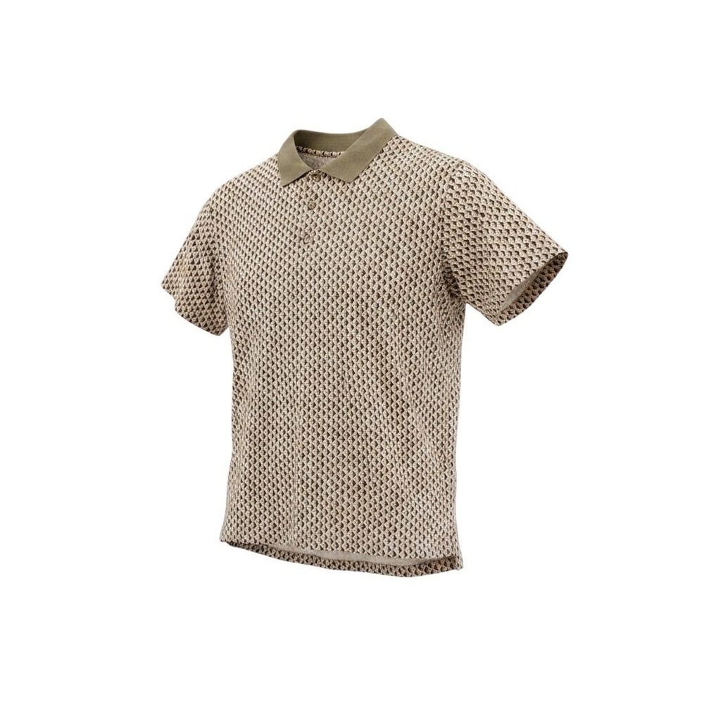 Munsingwear Slammer Polo Shirt Men's XL Tan Olive Geometric 100% Cotton EUC